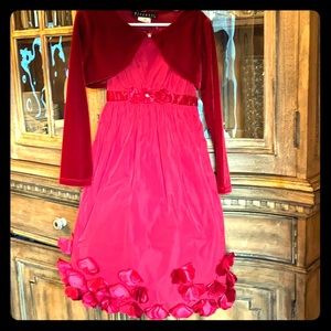Girls Biscotti red dress with velvet shrug Size 6X